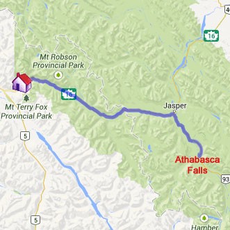 Map to Athabasca Falls